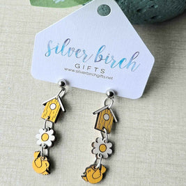 Birdhouse Dangle Earring/Charm Earrings/Wood