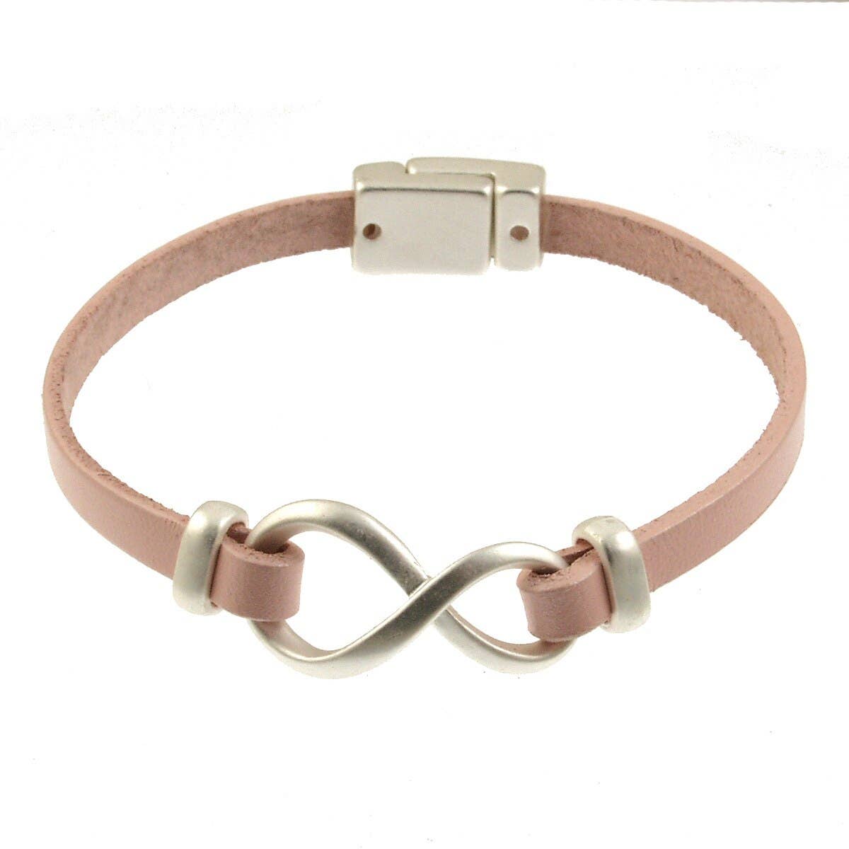 Origin Jewelry - Infinity Symbol Bracelets with Magnetic Clasp: Silver/ Metallic Pink