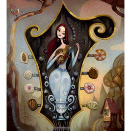 Pretty Red Lips, mandolin player, art print, music