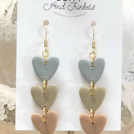 Sparkle Heart Trio Dangle Earrings