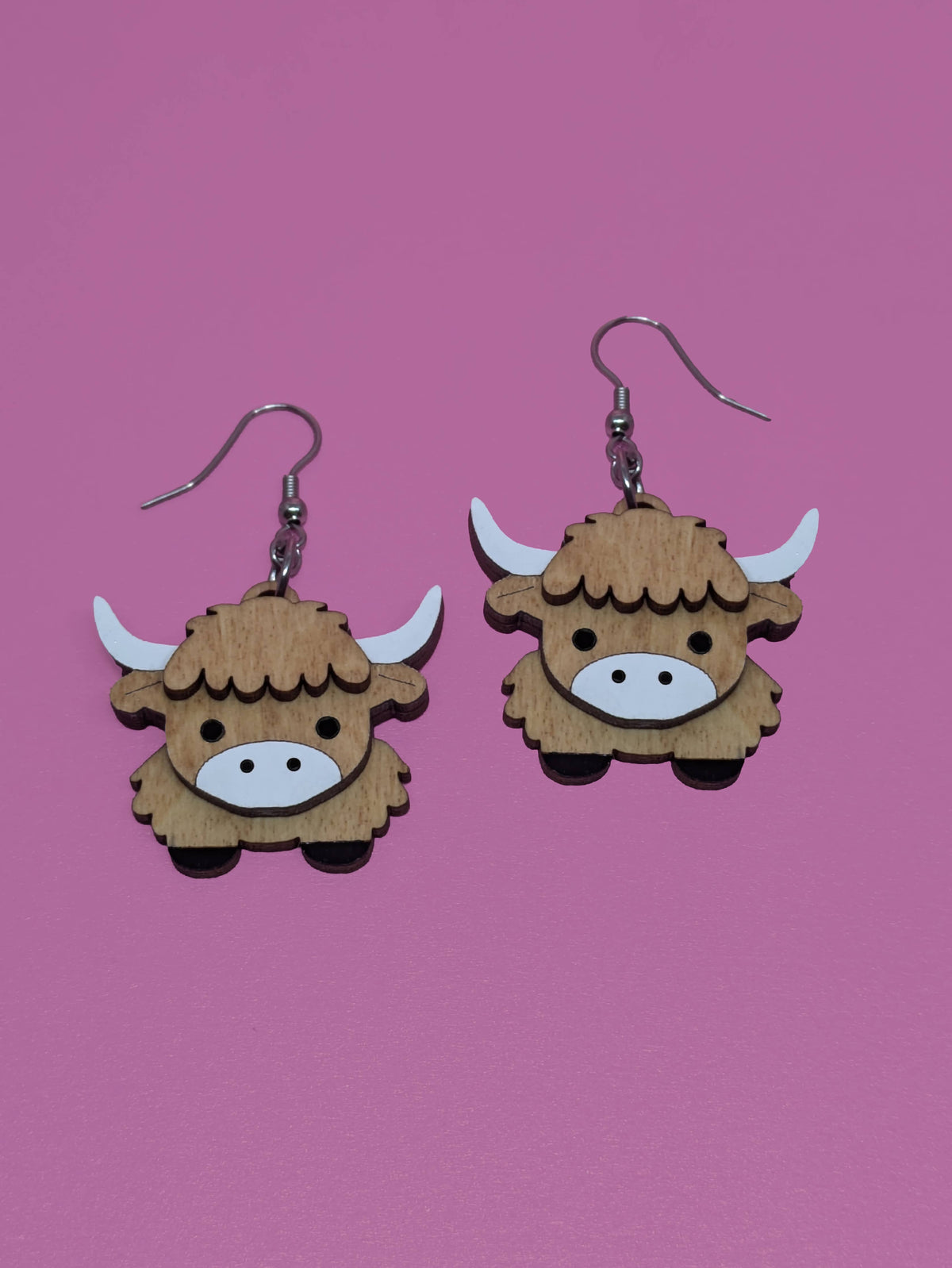 Highland Cow Handmade Layered Dangle Earrings