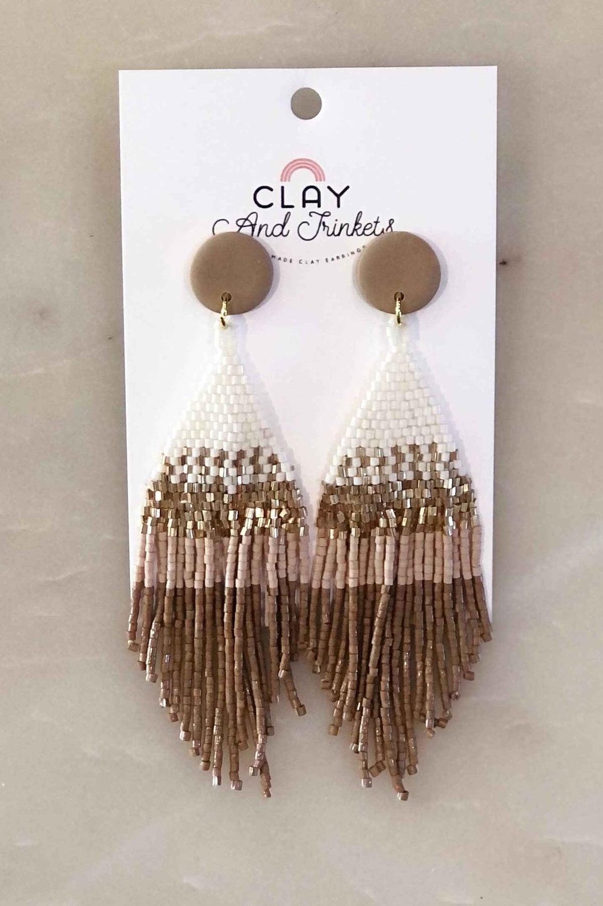 Boho Beaded Tassel Dangle Earrings 
