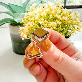 S'more & Campfire Earrings - 22k Plated Studs - CLOSEOUT