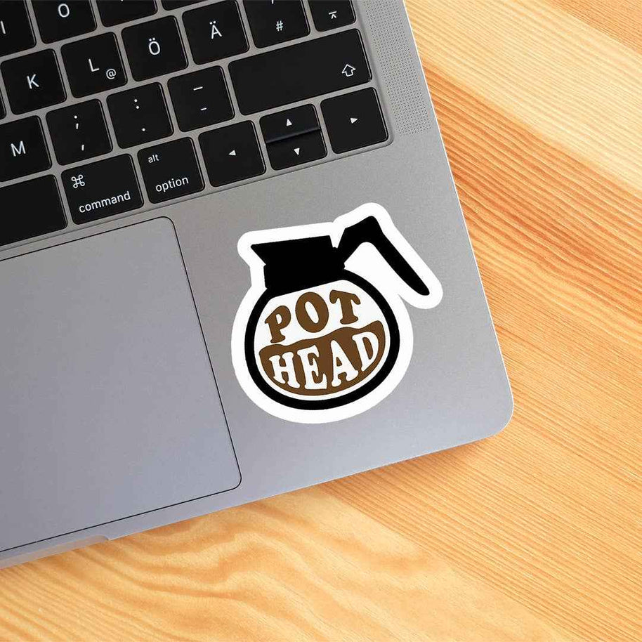Coffee Pot Head Sticker Vinyl Decal: 3"