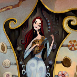 Pretty Red Lips, mandolin player, art print, music
