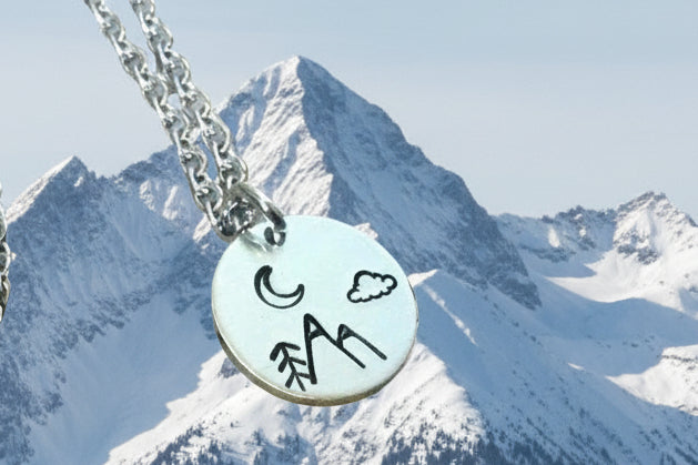Snowy mountain peaks charm necklace
