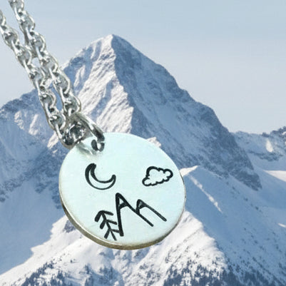 Snowy mountain peaks charm necklace