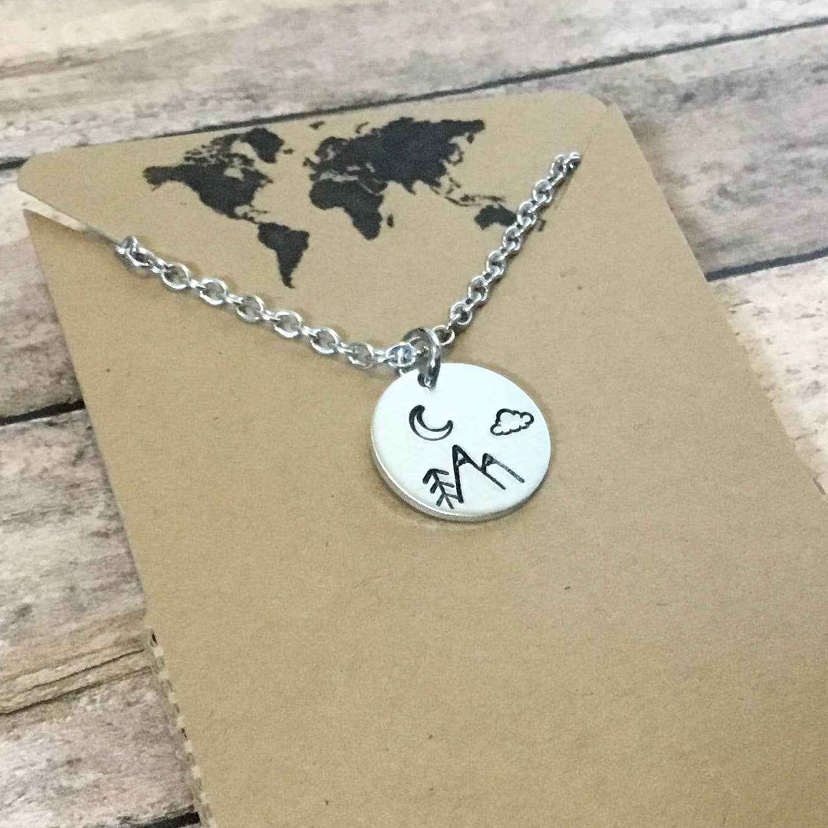 Snowy mountain peaks charm necklace