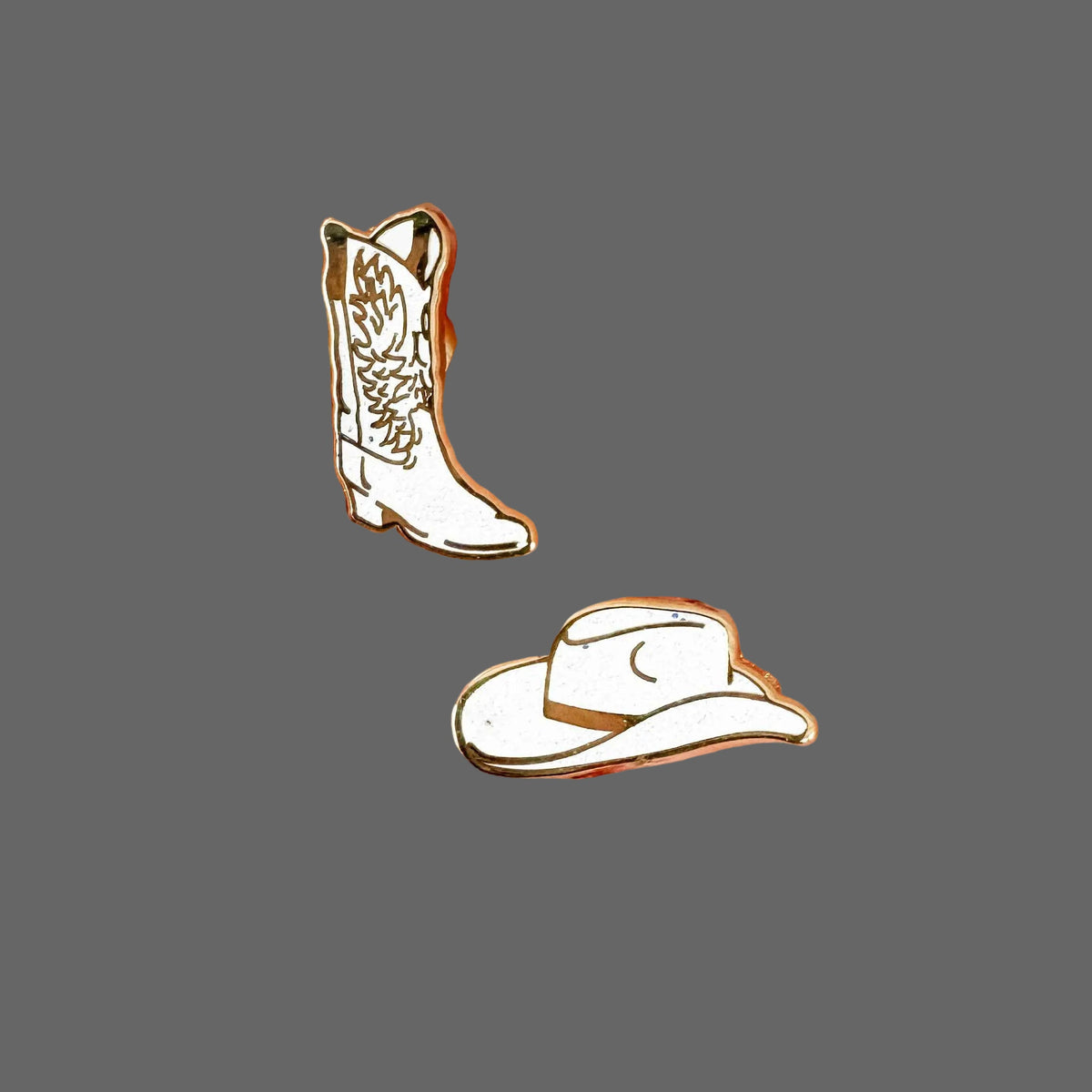 Cowboy Boot & Hat Earrings - 22k Gold Plated - CLOSEOUT SALE