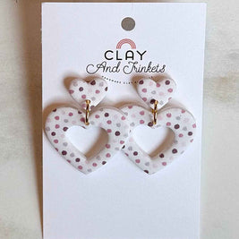 Dotted Heart Dangle Earrings
