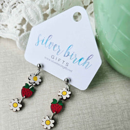 Strawberry and Daisy Charm Earrings