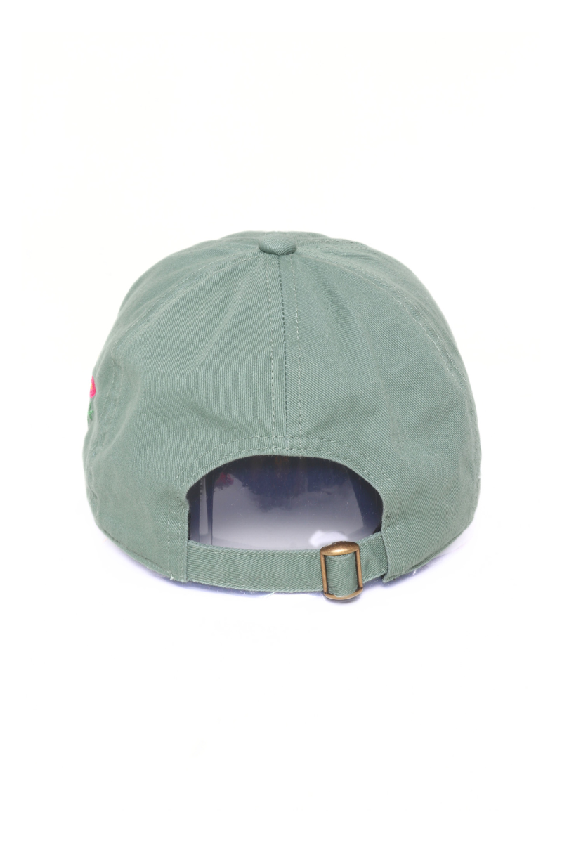 FLOWERS with butterfly Side Embroidered Baseball Cap