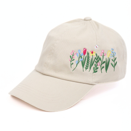 FLOWERS with butterfly Side Embroidered Baseball Cap
