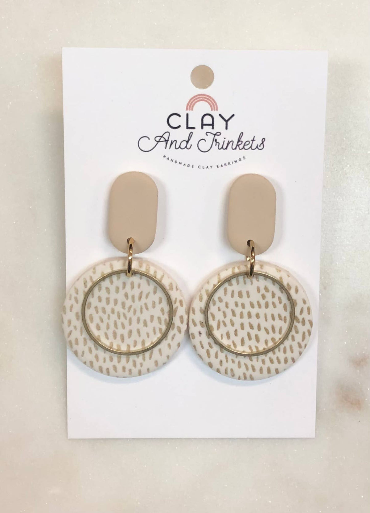 Disc Dangle Earrings/ Gold Speckles