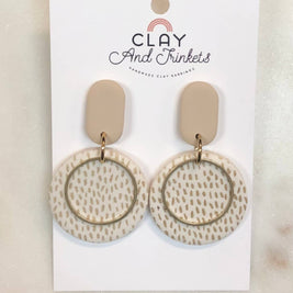 Disc Dangle Earrings/ Gold Speckles